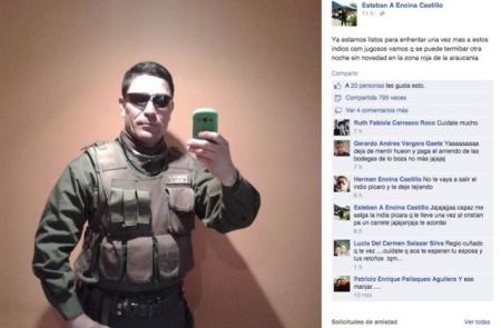 Polémica en redes sociales por supuesto funcionario de carabineros que insultó a pueblo mapuche en Facebook