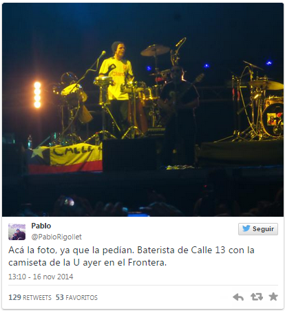 Foto: Baterista de “Calle 13” sorprendió en Festival Frontera con la camiseta de la U. de Chile