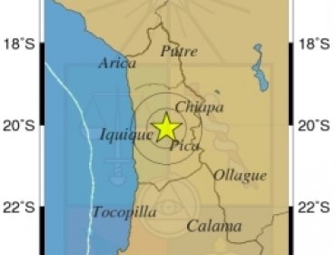 Sismo de 5 grados se registró esta tarde en la región de Tarapacá