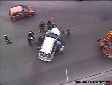 Un lesionado y graves daños materiales deja un accidente de tránsito en Valparaíso