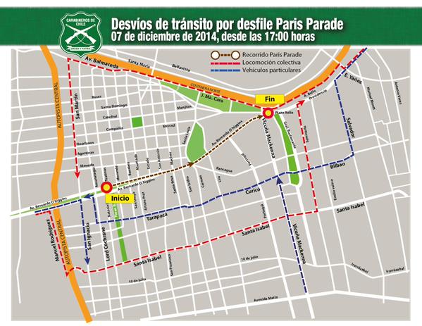 Revisa los cortes de tránsito por la Paris Parade y peregrinación a Lo Vásquez