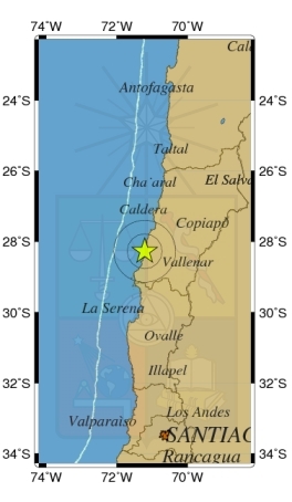 Sismo de 4.3° se registra en Región de Atacama