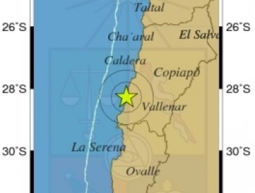 Sismo de 4.3° se registra en Región de Atacama