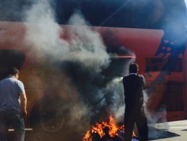 Incendio afecta máquina de Pullman Bus en Ruta 68