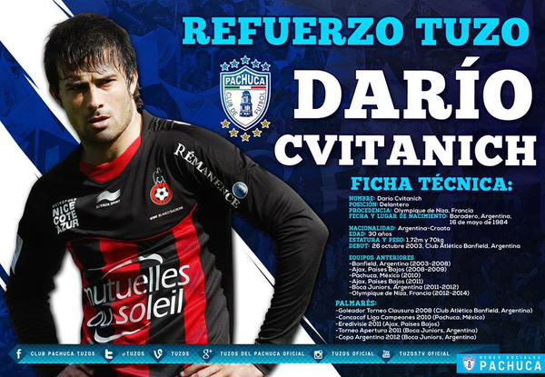 Delantero argentino Cvitanich regresa a liga mexicana con el Pachuca