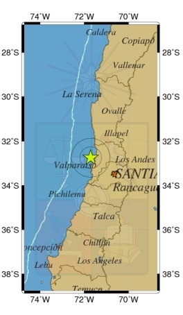 Sismo de mediana intensidad se registró esta mañana en Valparaíso