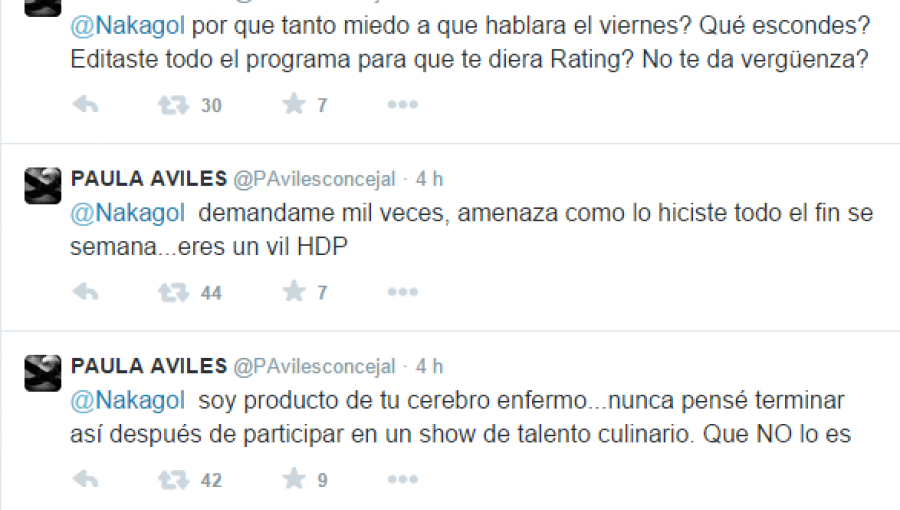 La ex participante de Master Chef, Paula Avilés, se va con todo en contra de Nakasone y Álvaro Ballero