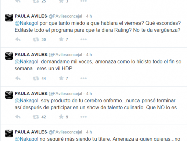 La ex participante de Master Chef, Paula Avilés, se va con todo en contra de Nakasone y Álvaro Ballero