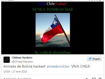 Grupo de hackers chilenos atacó la web oficial de la Armada de Bolivia