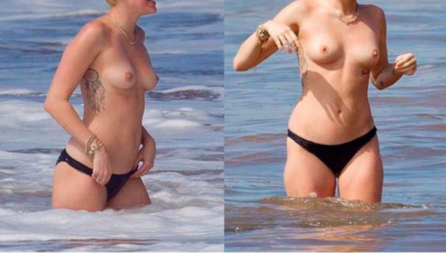 Mira el topless en la playa de Miley Cyrus