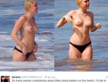 Mira el topless en la playa de Miley Cyrus