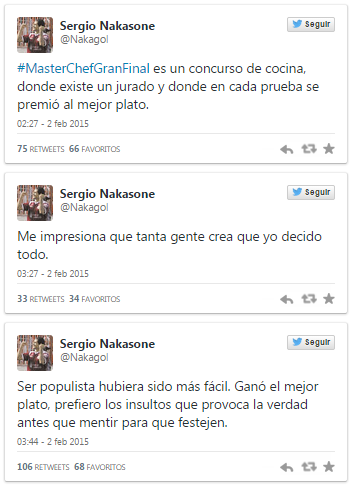 Sergio Nakasone respondió a los ataques tras la final de Master Chef