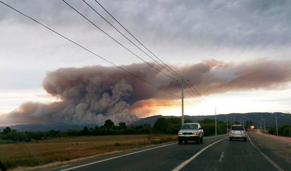 Incendio en Arauco totalmente fuera de control, foco se encuentra muy cerca de Celulosa Arauco