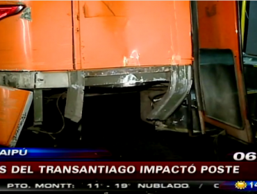 Bus del Transantiago chocó contra poste en la comuna de Maipú