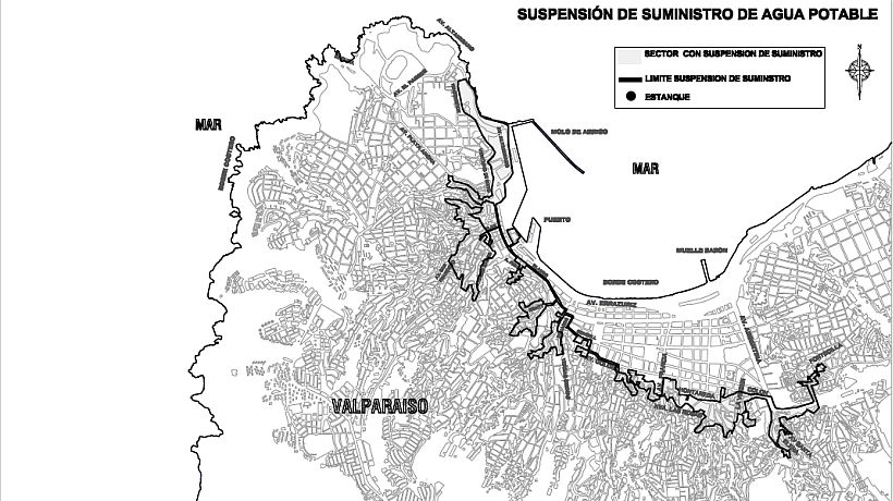 Valparaíso: corte de agua afectará desde las 15 horas