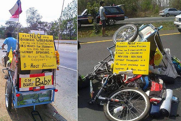 Chileno que daba la vuelta al mundo en bicicleta muere en Tailandia