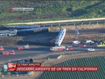 Tren descarrila en California al chocar con camión de remolque