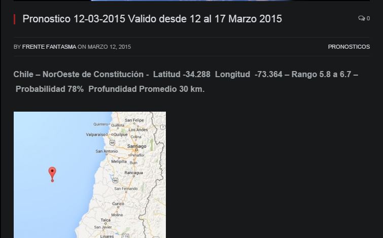 Frente Fantasma pronostica fuerte sismo para el sur de Chile