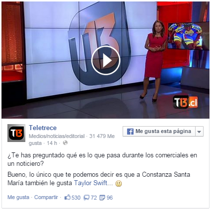 Video: Constanza Santa María sorprende al bailar tema de Taylor Swift en comerciales de Teletrece