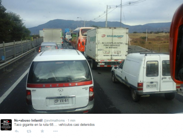 Accidente en Ruta 68 mantiene alta congestión a la altura del Puente Pudahuel