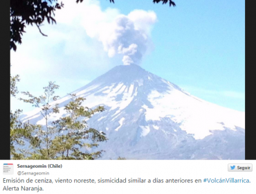 Volcán Villarrica: aumenta la fumarola y actividad sísmica