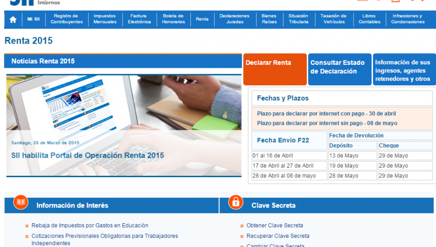 Atención contribuyentes: SII habilita portal de Operación Renta 2015