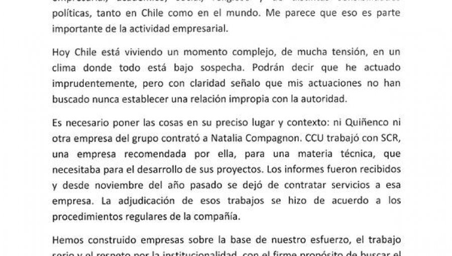 Caso Caval: Revisa la declaración de Andrónico Luksic por el supuesto vínculo de CCU con Natalia Compagnon