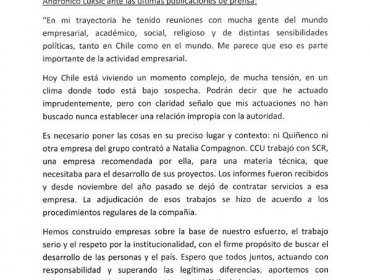 Caso Caval: Revisa la declaración de Andrónico Luksic por el supuesto vínculo de CCU con Natalia Compagnon