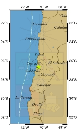 Sismo de 4.0 grados Richter se registra la mañana de este viernes en Chañaral