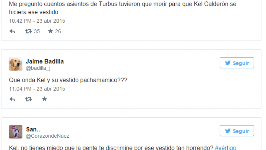 Tuiteros se burlan sin piedad del vestido de Kel Calderón en Vértigo