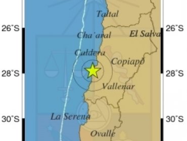 Sismo de 4.4 grados se percibe en la Región de Atacama