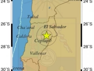 Sismo de 4,7 Richter se registra en Región de Atacama