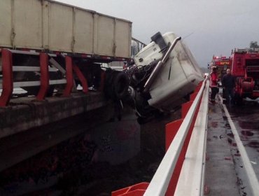 Colisión de cuatro camiones genera gran congestión a entrada de Talca