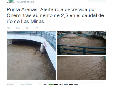 Decretan Alerta Roja en Punta Arenas por intensas precipitaciones