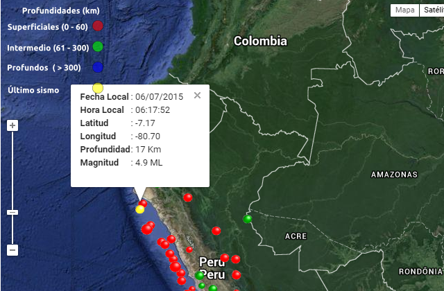 Un sismo de magnitud 4,9 sacude la costa norte de Perú
