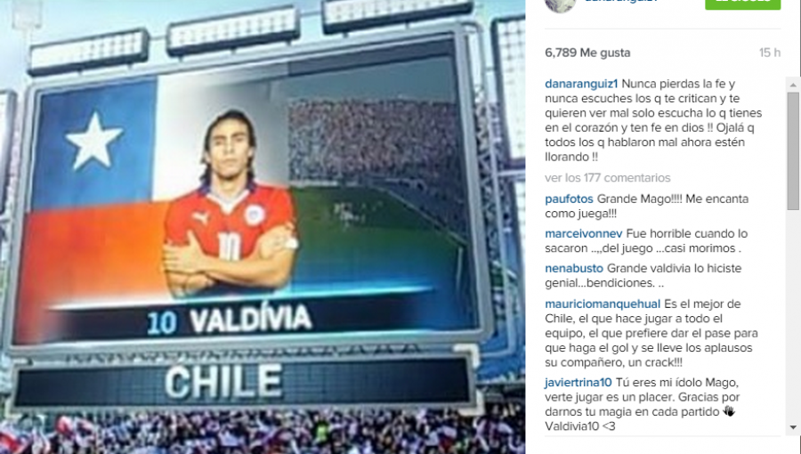 Mira el mensaje que Daniela Aranguiz le dedicó al Mago Valdivia