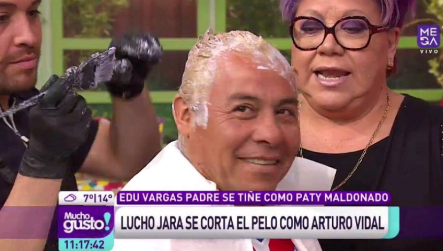 Así quedó el papá de Eduardo Vargas tras pagar apuesta de teñirse el pelo como Paty Maldonado