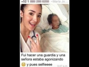 Desubicada estudiante publica selfie con su paciente en estado agónico