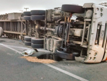 Volcamiento de container provocó atochamiento en la Ruta 68, en Casablanca