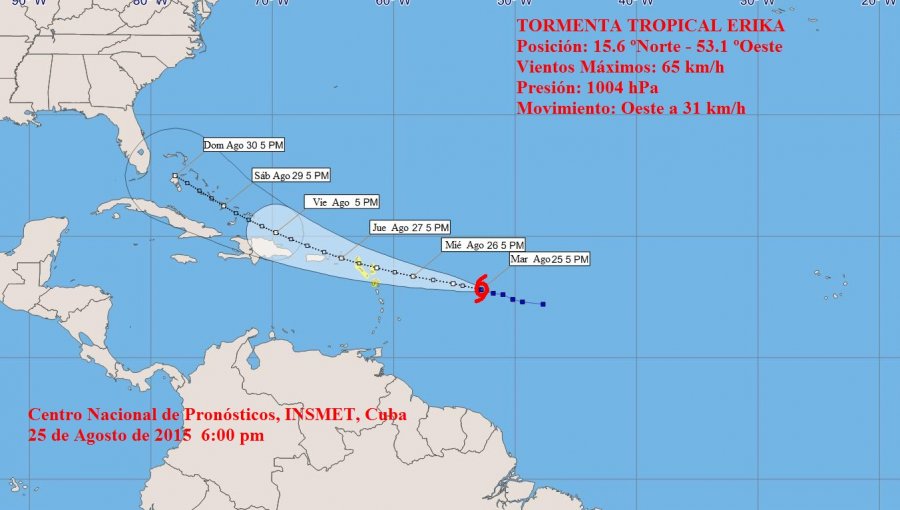 Tormenta tropical Erika se fortalece y apunta a Florida como huracán