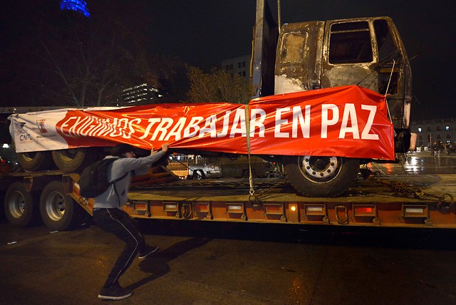 Caravana de camiones llega a Temuco tras viaje a La Moneda