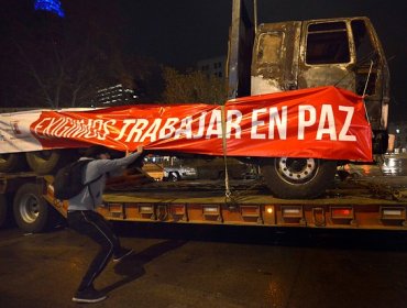 Caravana de camiones llega a Temuco tras viaje a La Moneda