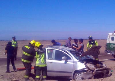 Cuatro jóvenes lesionados en accidente en ruta Iquique-Pozo Almonte