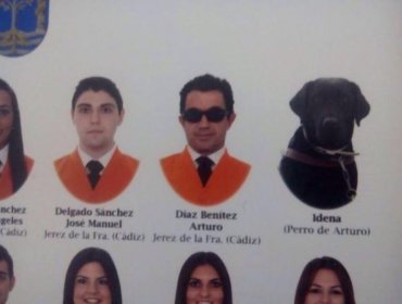 Universidad de España le entrega título a perro lazarillo de alumno no vidente