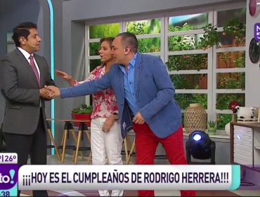 La movida celebración de Rodrigo Herrera en “Mucho Gusto”
