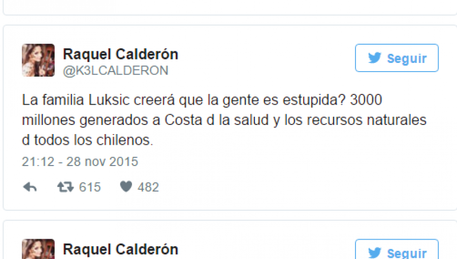 Kel Calderón ataca a Familia Luksic a través de las redes sociales