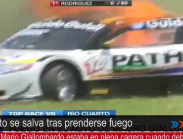 ¡De Milagro! Piloto se salva tras prenderse fuego en su Race