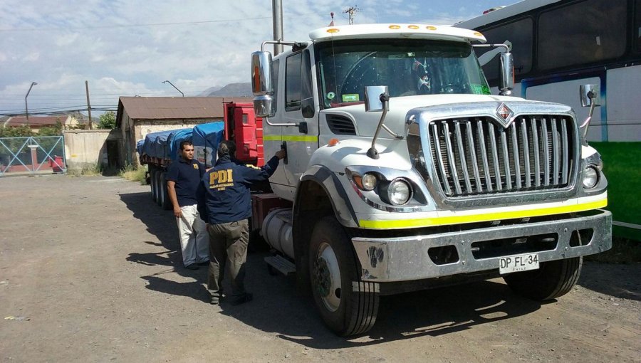 PDI Los Andes recupera camión con carga de cobre avaluada en 450 millones de pesos