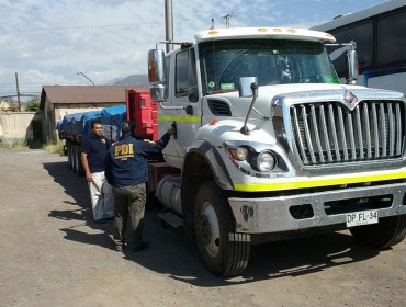 PDI Los Andes recupera camión con carga de cobre avaluada en 450 millones de pesos