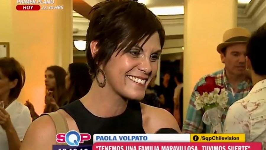 Paola Volpato se emocionó en el estreno de su marido